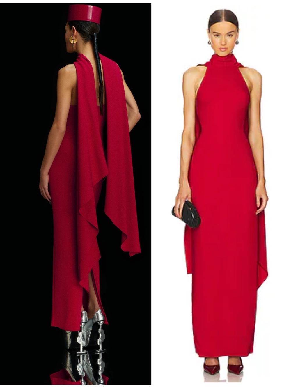 NWT Solace London Emerson Formal Maxi Long Scarf Dress in Ruby Red Women’s US 4